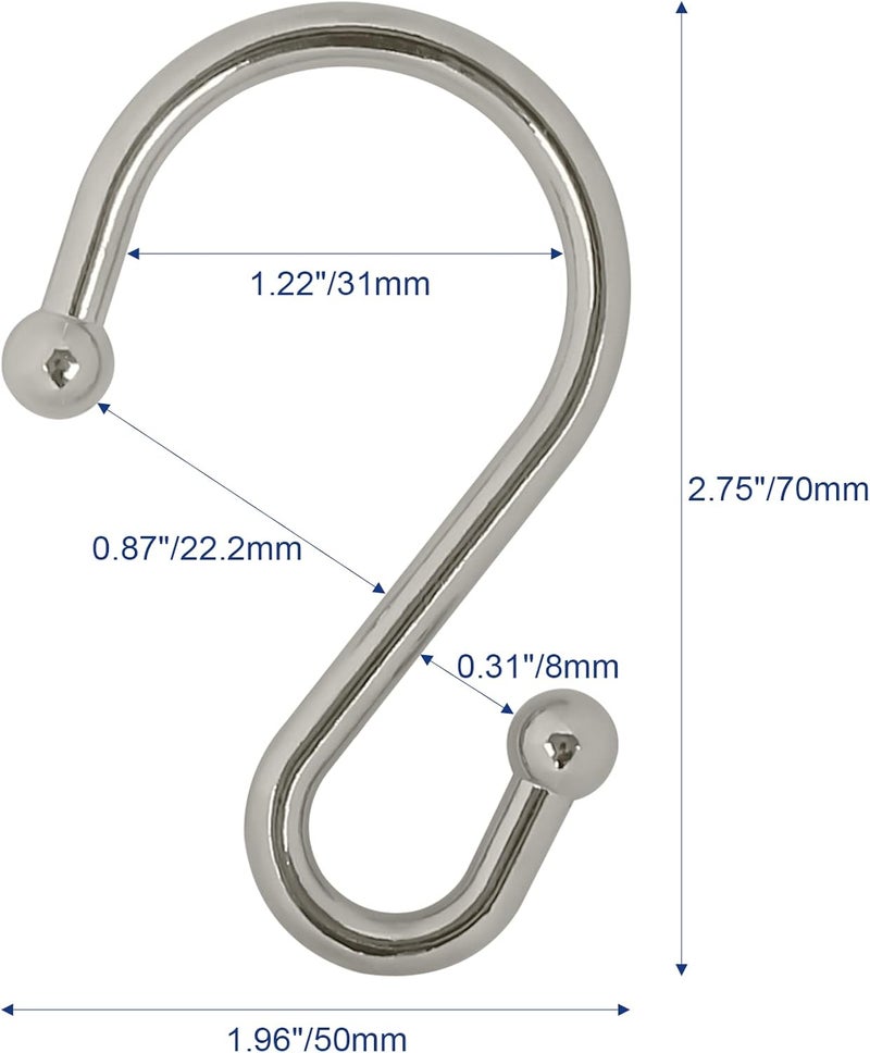 Gidse Metal Shower Curtain Hooks, Set of 12, Rust Proof Shower Curtain Hooks Rings, Durable S Shaped Hooks Hangers for Shower Curtains, Kitchen Utensils, Clothes, Towels (Nickel) - Image 5